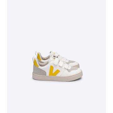 White/Gold Kids' Veja V-10 CWL Shoes | AU 787YXF